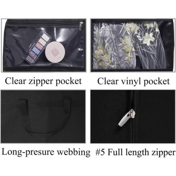 54" Trifold Dress Garment Bags for Travel Gusseted Suit Cover with 2 Large Mesh - Picture 3 of 9